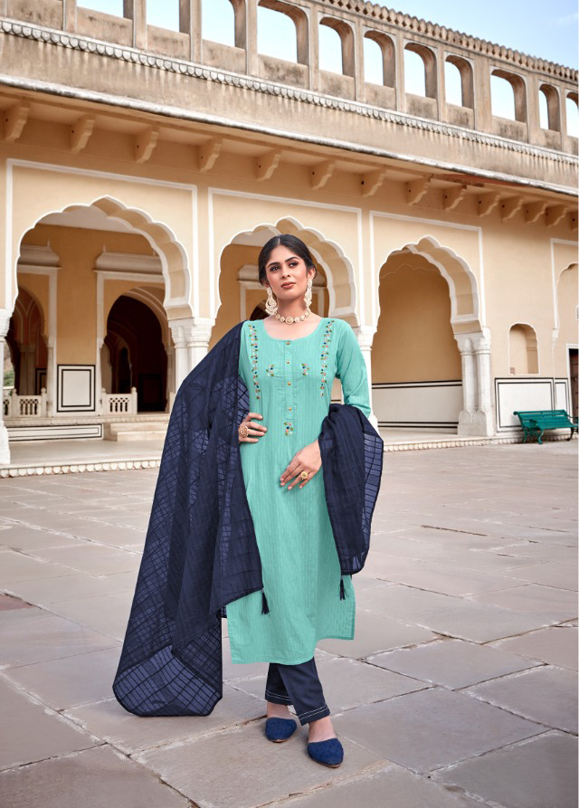 Tunic House Rooh Heavy Designer Cotton Fancy Wear Kurti Pant With Dupatta Readymade Collection